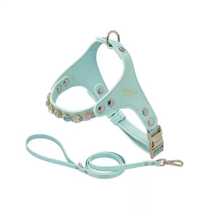 Arkika_Rhinestone_Tiffany_blue_Dog_Harness_bling_leather_dog_harness_for_small_dog_and_cat
