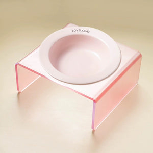 UFO Flying Saucer Cat Ceramic Bowl pink