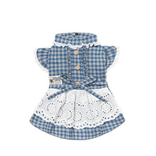 Load image into Gallery viewer, Dog-plaid-dress-dog-Lattice-dress-dog-maid dress blue