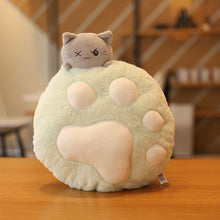Load image into Gallery viewer, Macaroon Cat Paw Pillow Blanket Combo green