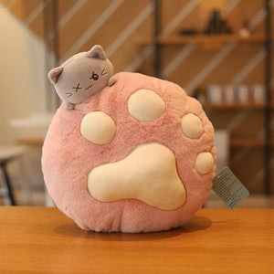 Macaroon Cat Paw Pillow Blanket Combo pink