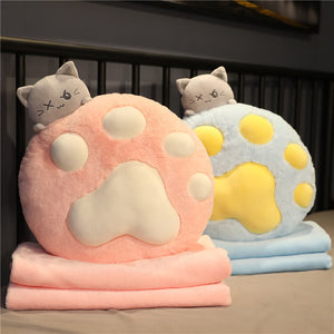 Macaroon Cat Paw Pillow Blanket Combo