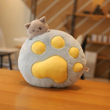 Load image into Gallery viewer, Macaroon Cat Paw Pillow Blanket Combo blue