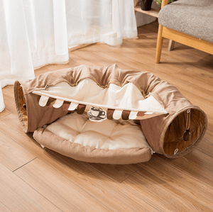 cat tunnel bed with cushion