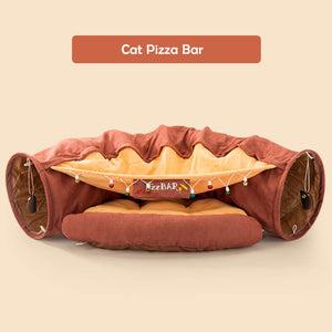 cat tunnel bed pizza red