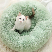 Load image into Gallery viewer, marshmallow cat bed uk round plush bed light green