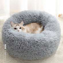 Load image into Gallery viewer, marshmallow cat bed round plush bed light grey