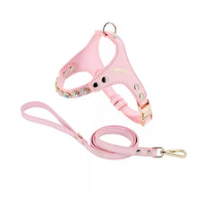 Load image into Gallery viewer, Arkika_Rhinestone_dog_harness_pink_diamond_Dog_Harness_bling_leather_dog_harness_for_small_dog_and_cat