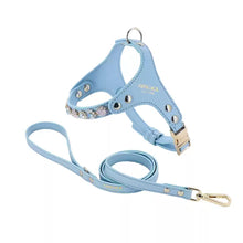 Load image into Gallery viewer, Arkika_Rhinestone_dog_harness_sky_blue_diamond_Dog_Harness_bling_leather_dog_harness_for_small_dog_and_cat