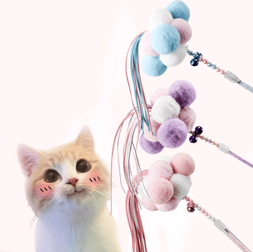 Pom Pom Ball Cat Teaser Toy Cat Wand