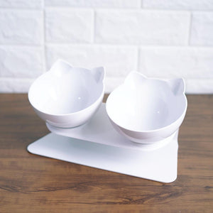 Anti-vomiting-cat-bowl-Posture cat bowl-orthopedic-cat-bowl-raised-cat-bowl-elevated-cat-feeder-cat-bowls-with-stand-white-color
