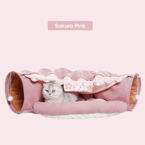 cat tunnel toy bed sakura pink 
