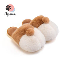 Load image into Gallery viewer, Floofy-Corgi-butt-Slippers-fluffy-stuffed-animal-slippers-indoor-Faux-fur-slippers -Winter-House-Shoes-for-Women-and-Men-fluffy-Slippers-Furry-Slippers-Plush-Lining