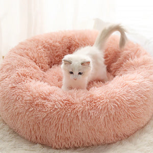 marshmallow cat bed round plush bed peach pink