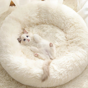 marshmallow cat bed round plush bed ivory white