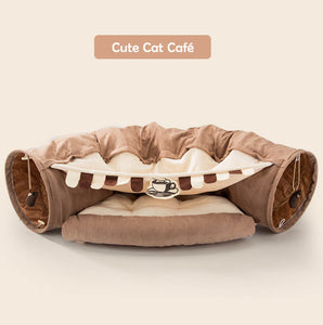 cat tunnel bed brown 