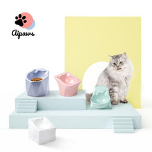 Load image into Gallery viewer, ceramic cat bowl raised cat bowl