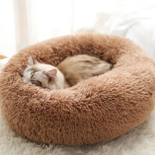 Load image into Gallery viewer, marshmallow cat bed round plush bed brown