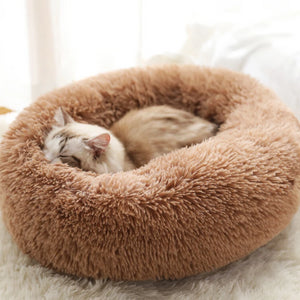 marshmallow cat bed round plush bed brown