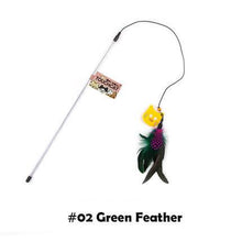 Load image into Gallery viewer, feather cat toy cat feather wand feather stick cat toy feather tail cat toy