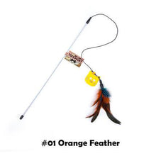 Load image into Gallery viewer, feather cat toy cat feather wand feather stick cat toy feather tail cat toy