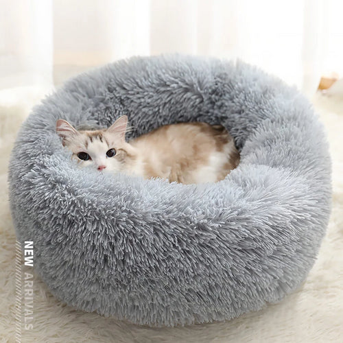 marshmallow cat bed round plush bed light grey