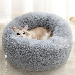 marshmallow cat bed round plush bed light grey